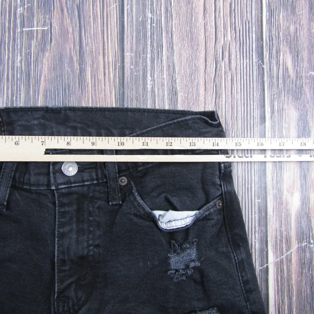 Levi 511 Slim Jeans Mens 30x30 Black Distressed Ripped Denim Pants
